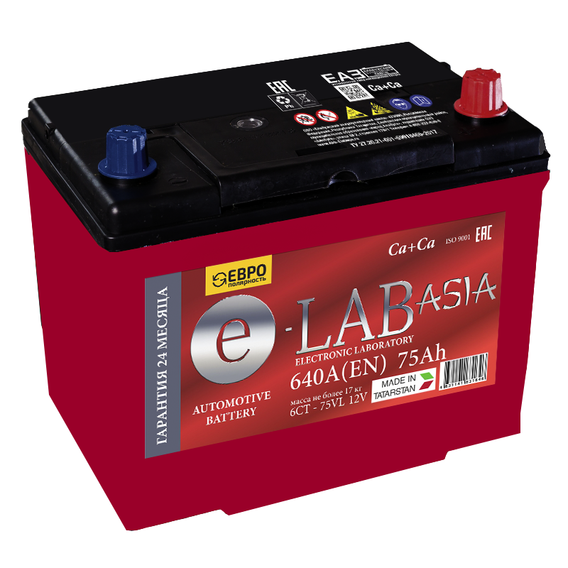 Аккумулятор E-LAB Asia 6СТ-75.0